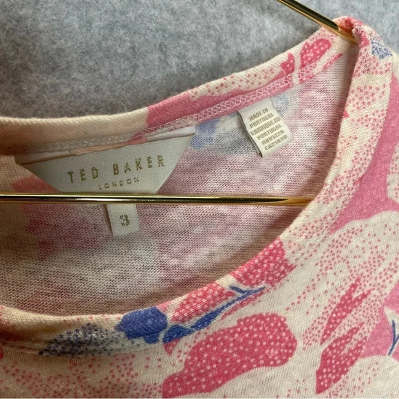 Ted Baker Kashaa Linen/Cotton Blend Floral Padded Cap Sleeve Top - Picture 4 of 6